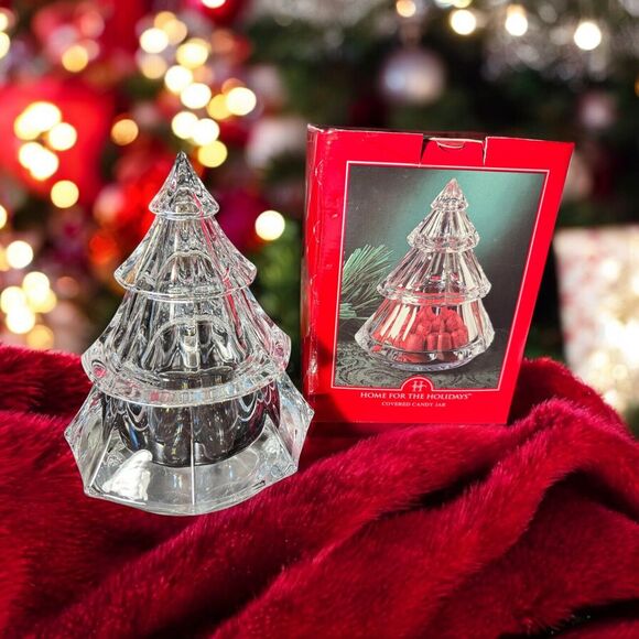 Royal Limited Crystal Clear Christmas Tree Covered Dish 24% Leaded 1999 RARE - Picture 2 of 12